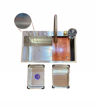 سینک ظرفشویی آبشاری ساده سایز ۴۶×۷۵ استیل