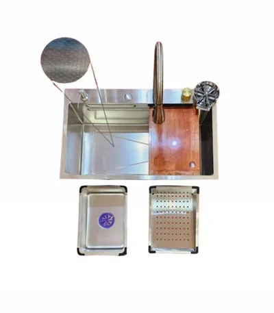 سینک ظرفشویی آبشاری ساده سایز ۴۶×۷۵ استیل