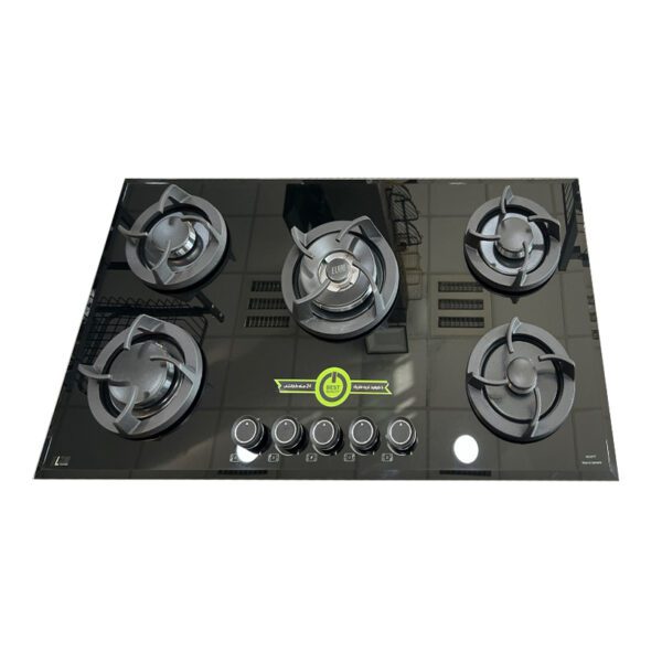 گاز-رومیزی-شیشه-ای-پنج-شعله-مشکی